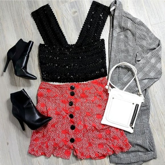 Emporio Armani Tops - Emporio ARMANI BLACK SEQUIN LOW VNECK TANK TOP